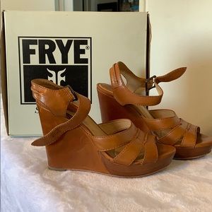 Practically new Frye wedge sandals